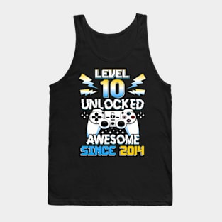 Level 10 Unlocked Video Game 10Th Birthday 10 Yr Old Boys Tank Top